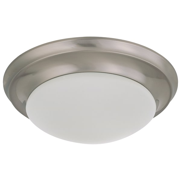 Nuvo 25W Flush Mount Twist & Lock Fixture, LED 14 in. Brushed Nickel Finish Frosted Glass 62/688 - main